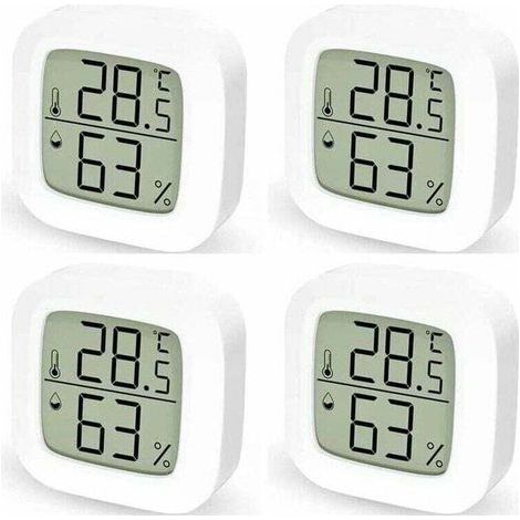 Thermometre Interieur Maison Lot de 4 Thermometre Hygrometre Numérique,Thermomètre Digital pour Chambre à Coucher (1/4)