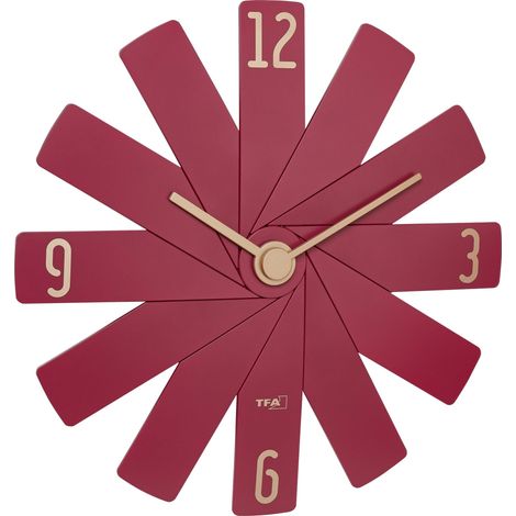 TFA Horloge murale à quartz rouge design moderne (1/5)