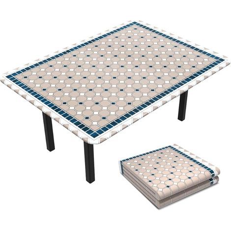® Nappe de Table Rectangulaire en PVC Imperméable Anti Tache Intérieur Extérieur Couverture de Table Élastique avec Doublure pour Jardin Décoration (1/5)