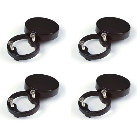 4x Cache charnière ronde pour vitre / verre en plastique à visser Décoration Vitrine Aménagement, noir