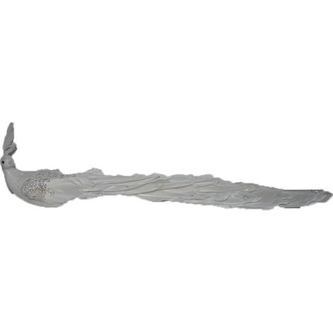 Puntale pavone bianco per albero di natale decorazione addobbi natalizie da casa allestimento ornamento vetrine idea regalo 45cm (1/5)