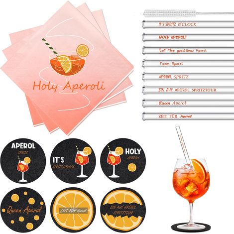 Accessoires Comprend Lot de 30 Serviette Papier, 6 pcs Verre en Feutre, 8 Paille en Verre Transparente, Decoration Table Anniversaire, Idéal pour Les Amateurs (A) (1/5)