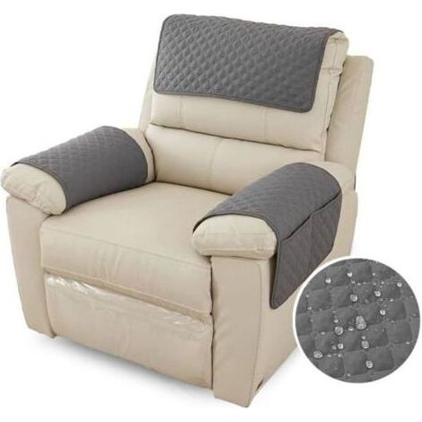 Housse D\'accoudoir De Canapé, Imperméable Housse D\'appui-tête pour Accoudoir de Fauteuil Relax avec Poche, 1 Places Gris Foncé-Karteo (1/5)