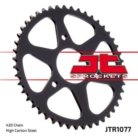 Piñón trasero de acero JT R1077-47, 47 dientes, tamaño 420 (1/2)