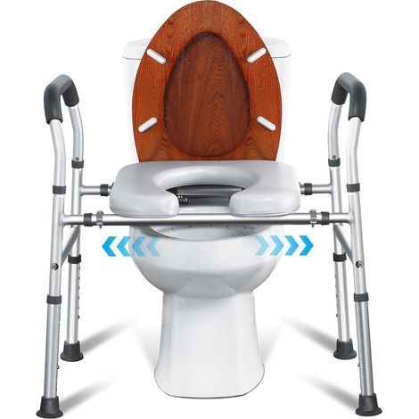 Rehausseur toilette adulte, Rehausseur wc adulte, Siège de toilette surélevé avec poignées, Réglable en hauteur pour les personnes âgées, Capacité de 160 kg (1/5)
