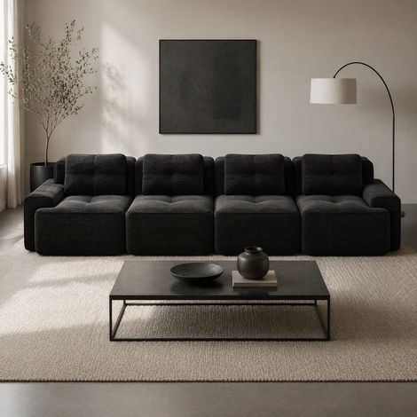 Modulares Sofa aus Cord ohne Montage in Schwarz OKMYHOME (1/5)