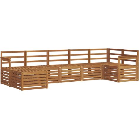 Set divano sezionale 7 pcs Naturale Legno di Acacia Massello vidaXL