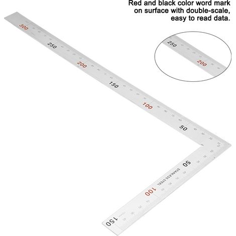 Équerre de mesure à angle droit 90° en acier inoxydable 300 x 150 mm (01) (1/5)