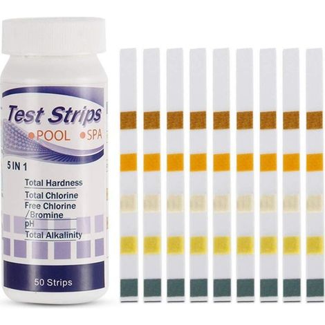 5 En 1 Bandelette Pour Eau De Piscine Et Spa,100 Pcs Bandelettes Piscine,Pour Dureté Totale,Brome,Chlore Libre,Chlore Total,Ph,Alcalinité Totale Et Acide Cyanurique (1/5)