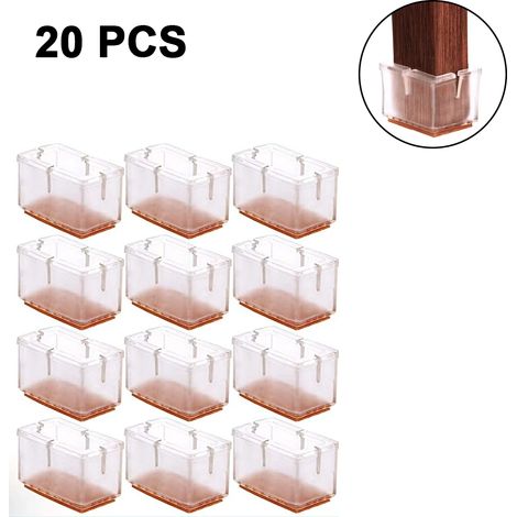 20 protège-pieds de table à manger transparents, rectangulaires, n° 9, 39-48/24-31 mm (1/5)