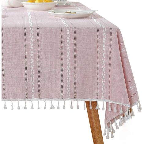 Nappe Bohème Élégante avec Franges Rustique Rose 140x300 cm (1/5)