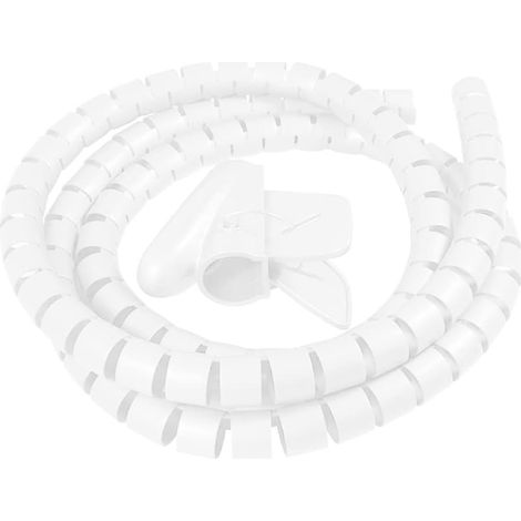 28mm Gaine Spirale Gaine Câble Flexible Fil Rangement Câble Spirale Cache Cable Gestion de Câble Range Organisateur de Câble Manchon Protecteur Tube Blanc Longueur 3Meters