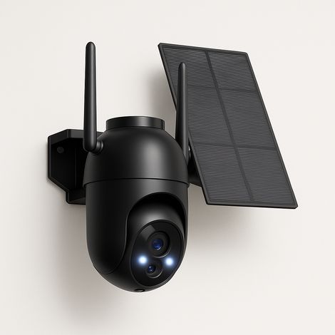 Cámara giratoria WiFi VicoHome X85/BP de 360° y resolución 2K: cámara IP inalámbrica para exteriores con panel solar para vigilancia del hogar. (1/5)