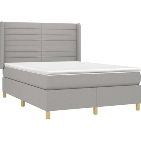 Cama box spring colchón y luces LED tela gris claro 140x200 cm vidaXL (1/5)
