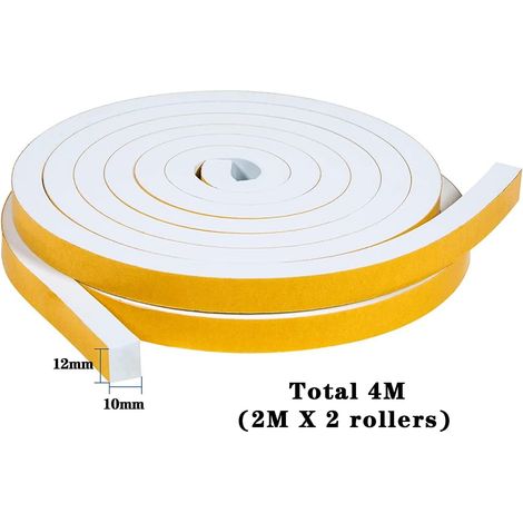 Joint D'étanchéité Autocollant - 1 Rouleau - Mousse Eva - Anti-Bruit Et Étanche - Pour Porte Et Fenêtre - 12x10mm x 4M Blanc (1/5)