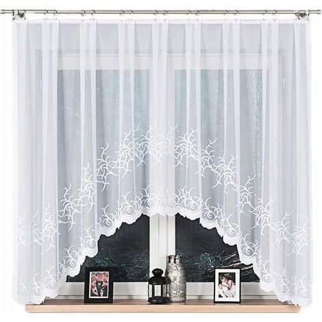 Bakaro – Fertiger Jacquard-Vorhang mit Schlitz am Saum – 320 x 160 cm – weiß (1/5)