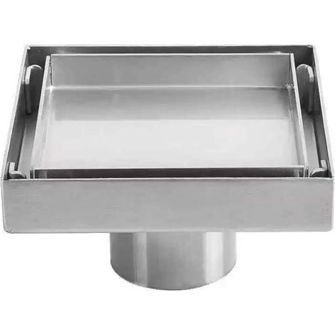 Sifone, scarico a pavimento invisibile in acciaio inox 304, scarico a pavimento quadrato deodorante spesso, 1010 cm (1/5)