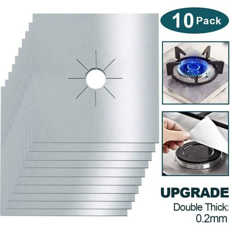 royaluxe - Plaque de Cuisson à Gaz Protection d'écran, 10pcs Anti-adhésif Réutilisable Protection Cuisinière Protection Gazinière Argent (1/5)