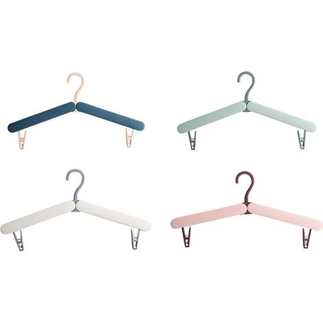 Cintres - Cintres en plastique - Cintre de voyage pliable - Portables - Cintres légers pour les voyages - Usage intérieur et extérieur - Lot de 4 - Rose - Bleu - Vert - Gris