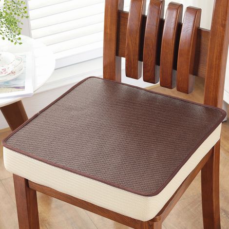 RHG Coussin de siège épais et respirant pour l'été, dossier antidérapant, coussin de soutien lombaire pour chaise de salle à manger, tapis en rotin 45 x 45 x 5 cm