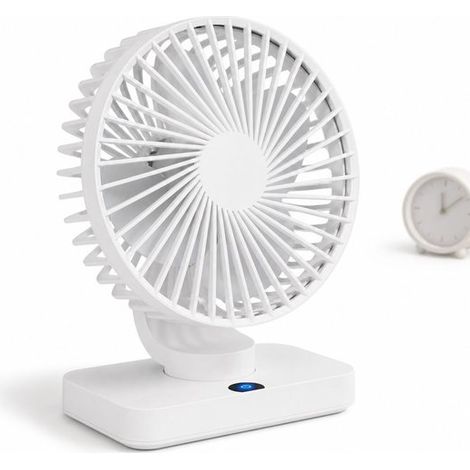 Ventilateur de bureau oscillant – 5 vitesses – Écran LED – Rechargeable – Blanc glacier – Silencieux (1/5)
