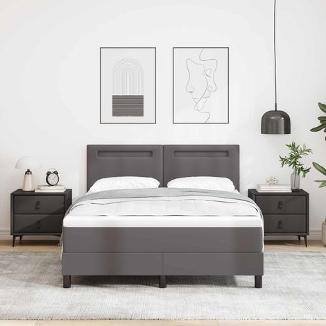 vidaXL Lit à ressorts avec matelas Gris 140 x 200 cm Simili cuir (1/5)