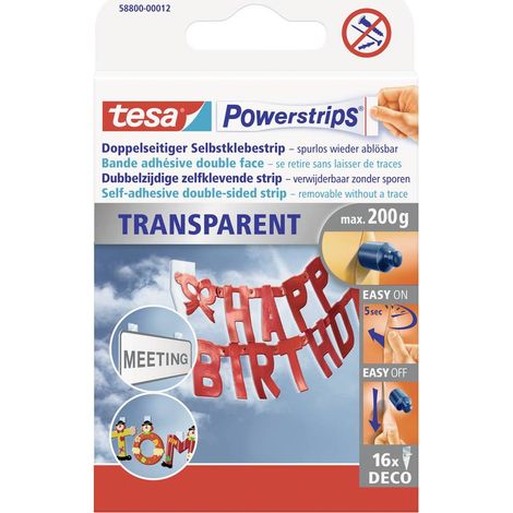 tesa Powerstrips® Transparent DECO tesa 58800-00012-20 transparent 16 pc(s) (1/4)