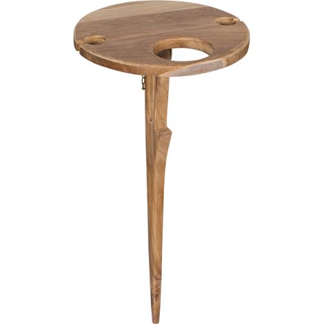 deVries SPIKE Getränkehalter Naturbelassen aus Teakholz mit Erdspieß 31x75 cm
