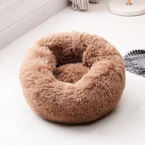 Panier à donuts pour chat et chien - Poils longs et doux - 40 cm - Marron - Panier à donuts pour chat et chien - Poils longs et doux - 40 cm - Marron (1/2)