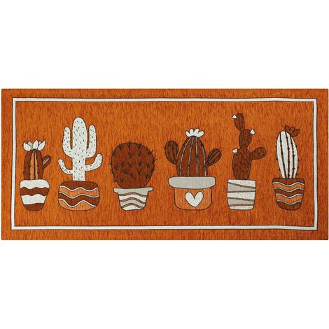 Tappeto Cucina In Ciniglia Arredo Moderno Passatoia Multiuso Ingresso Corridoio Antiscivolo Prodotto Italiano Disegni Piazzati Cotone Varie Misure Lavabile In Lavatrice Lavatrice Cactus Ruggine - 57x1