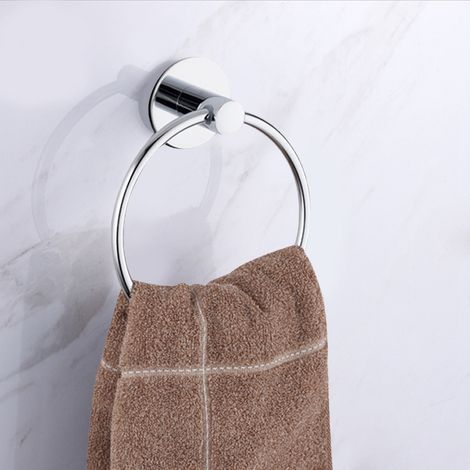 Wandmontierter Handtuchringhalter zur Aufbewahrung und Montage ohne Bohren im Badezimmer (1/5)
