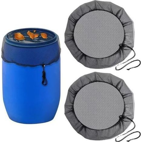 Filet Anti-Moustique pour Récupérateur d'Eau de Pluie 2 Pièces, Couvercle de Tonneau Ajustable, Filet de Protection contre Feuilles et Larves de Moustiques, Filet de Protection 95cm (1/5)