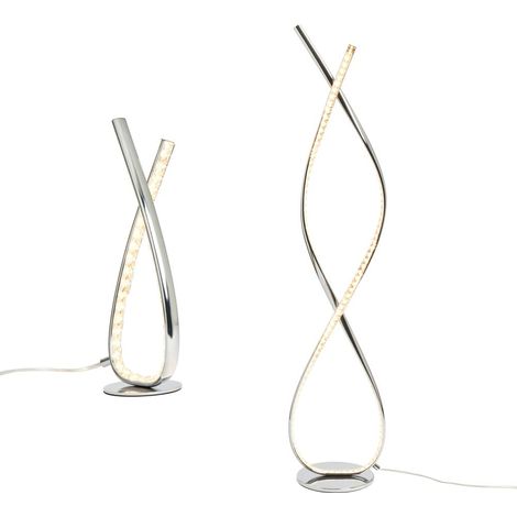 Litecraft Jaylin Sculptural Crystal Effect Chrome LED Table & Floor Lamp Set (1/5)