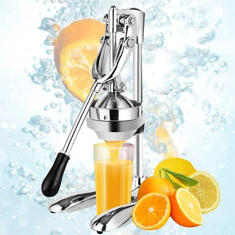 Presse-agrumes manuel polyvalent orange citron levier 28 cm base antidérapante inox pulpe pépins (1/5)