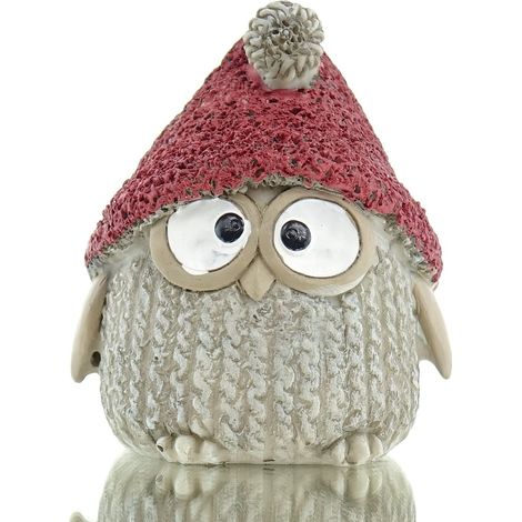 POSIWIO – Décoration de Noël chouette grise avec bonnet rouge – Polyrésine, 6 cm (1/3)