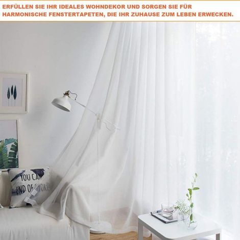 Rideau tulle semi-occultant - 1 pièce, 100x130cm - Gris - Convient pour fenêtres, chambre Étiquette (1/5)