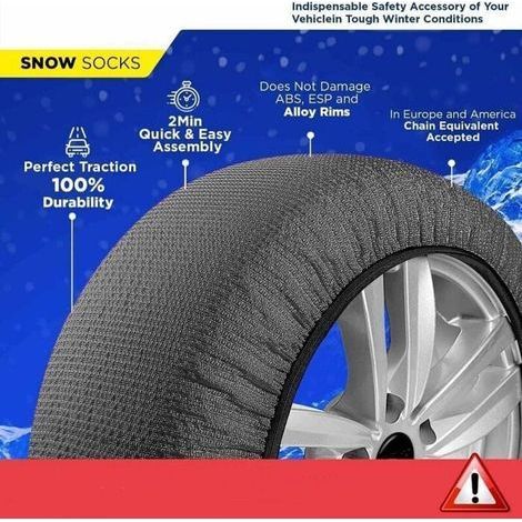 Chaussettes à neige mates pour pneus de voiture, traction d'urgence sur la neige pour véhicules, conduite sûre sur la glace, le gel, la neige, chaînes à neige extra durables, alternative équivalente a (1/5)