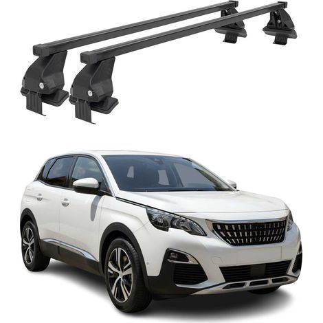 OMAC Dachträger Querträger Stahl für Peugeot 3008 II 2016-2020 Pre-FL – Abschließbar – City-Crash-getestet – DIN 75302:2019 – ISO/PAS 11154:2006 – Max. 50 kg Schwarz (1/5)