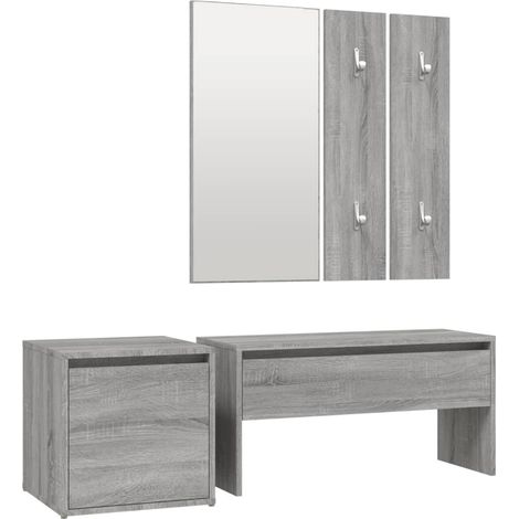 Maison Exclusive - Set di Mobili da Corridoio Grigio Sonoma in Legno Multistrato