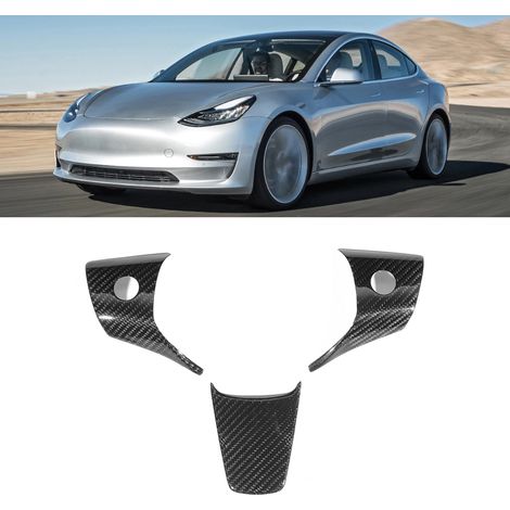 3-teiliges Set Lenkradabdeckung aus Kohlefaser, passend für Tesla Model 3 (2018–2019) (1/5)