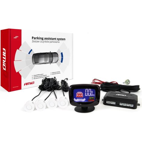 Kit de sensores de estacionamiento, sensores de marcha atrás LED, 4 sensores, blanco, amio-01563 (1/5)