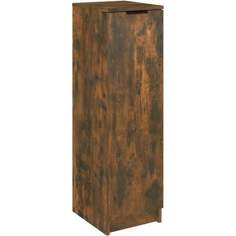 Meuble à chaussures, chêne fumé, 30x35x100 cm, bois d'ingénierie. (1/5)