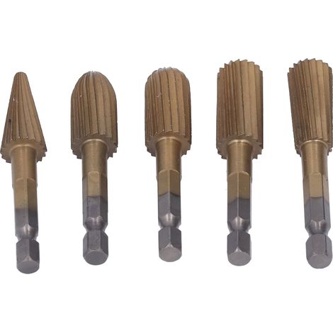 Lot de 5 meches fraiseuses HSS queue hexagonale pour gravure resine pierre metal doux (1/5)