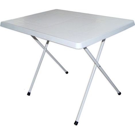Trade Shop - Weißer Tisch 80x60x51 cm, klappbar, für 2 Personen, Camping, Picknick -