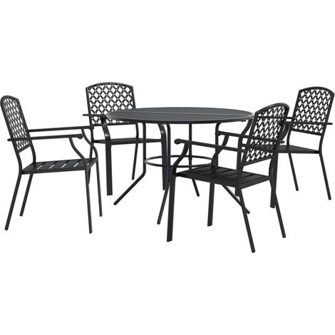 Maison Exclusive - Set Sedie Giardino Impilabili 5pz Antracite Acciaio Verniciato