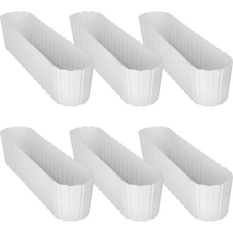 Maceta ovalada para balcón, estilo rústico blanco, 60 cm, 6 unidades.