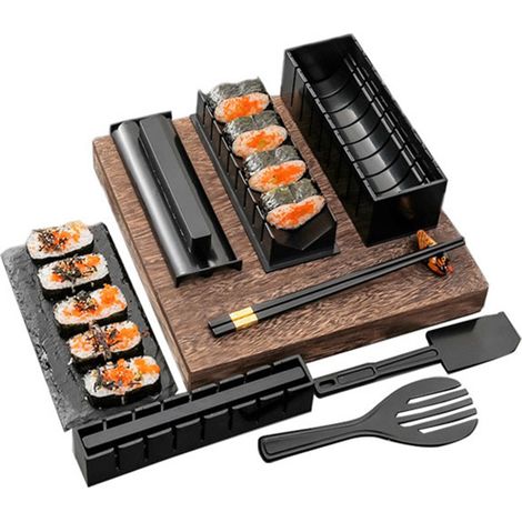 Kit sushi DIY, lot de 10 pièces, moules à riz et accessoires, couleur noire, usage domestique (1/5)