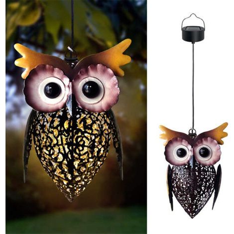Lanterne solaire creuse à LED à suspendre pour extérieur, vintage, mignonne hibou, lanternes en métal, lampe étanche pour jardin, terrasse, porche, décoration, cadeaux