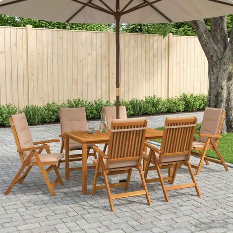 vidaXL Set da pranzo da giardino 7 pezzi Naturale (1/5)