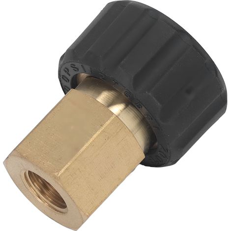 Adapter für Hochdruckreiniger, Messing und korrosionsbeständiger Gummi, G1/4 Zoll auf M22 x 1,5 mm Gewinde, Innen-Innen-Verschraubung, Ersatzteil, Ø außen 14 mm. (1/5)
